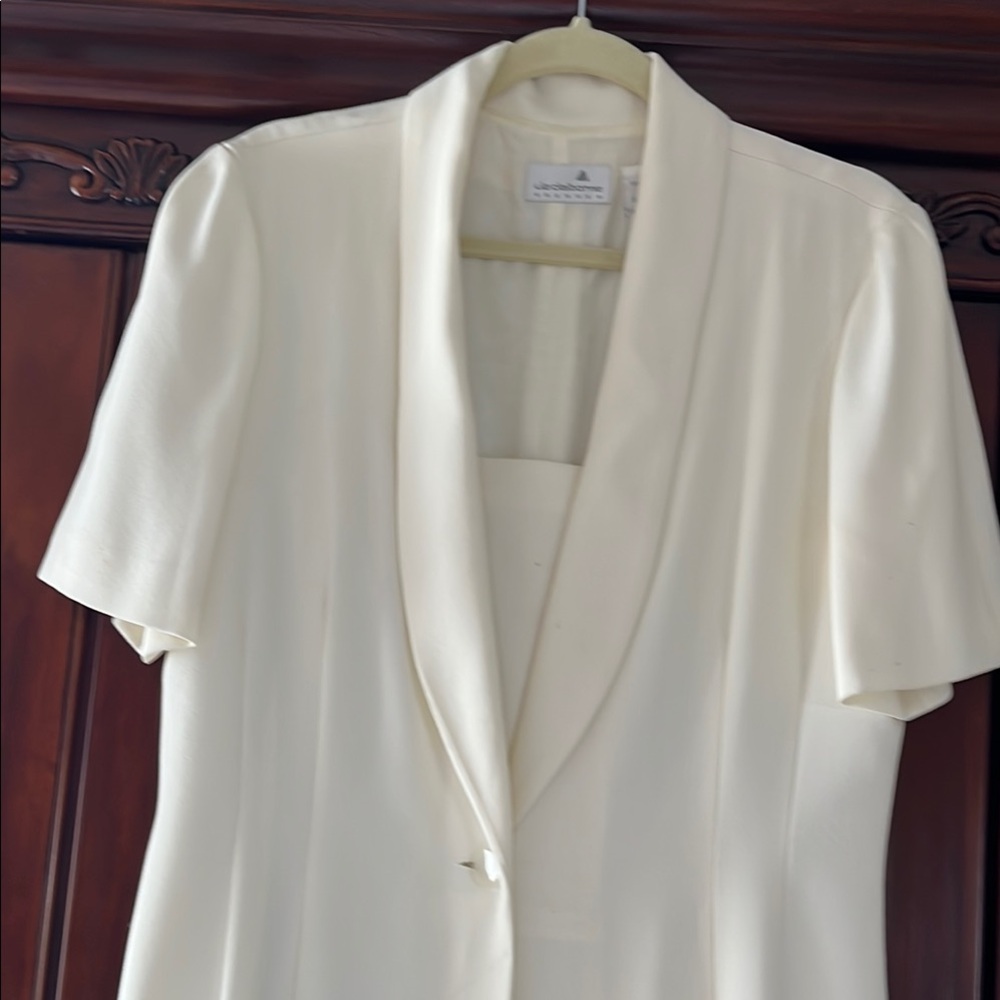 Liz Claiborne Ivory Short Sleeve Dress Fully Lined sz 12 - Picture 3 of 4